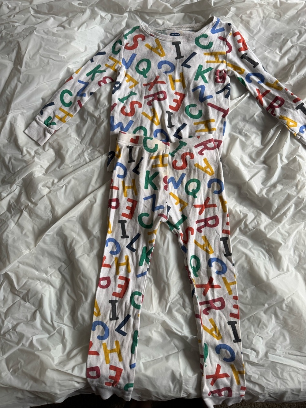 Old Navy Alphabet Print One-Piece Pajamas - Multicolor Letters Size 5T